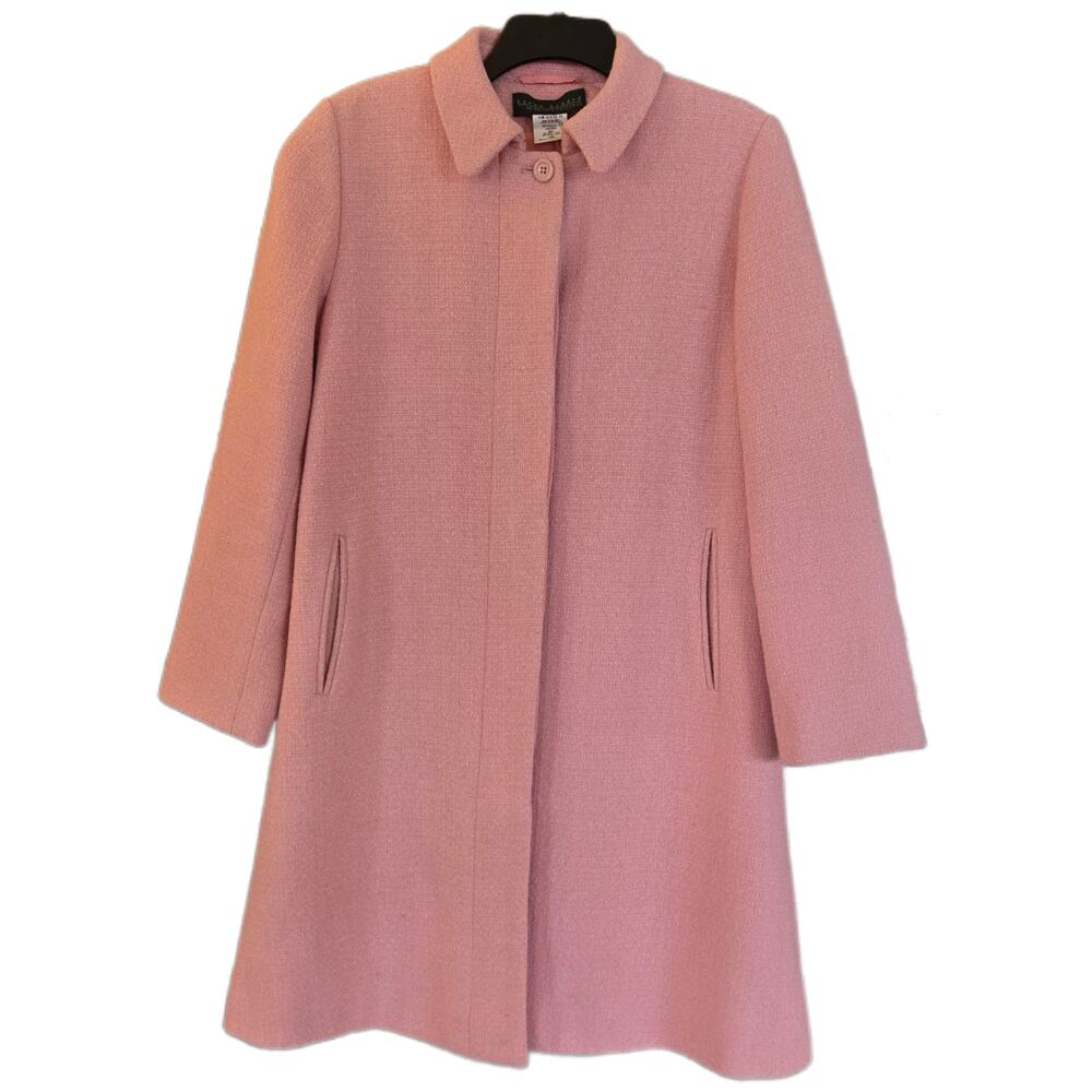 Harve Bernard by Bernard Holtzman Pink Wool Blend Tweed A-line Coat size 12